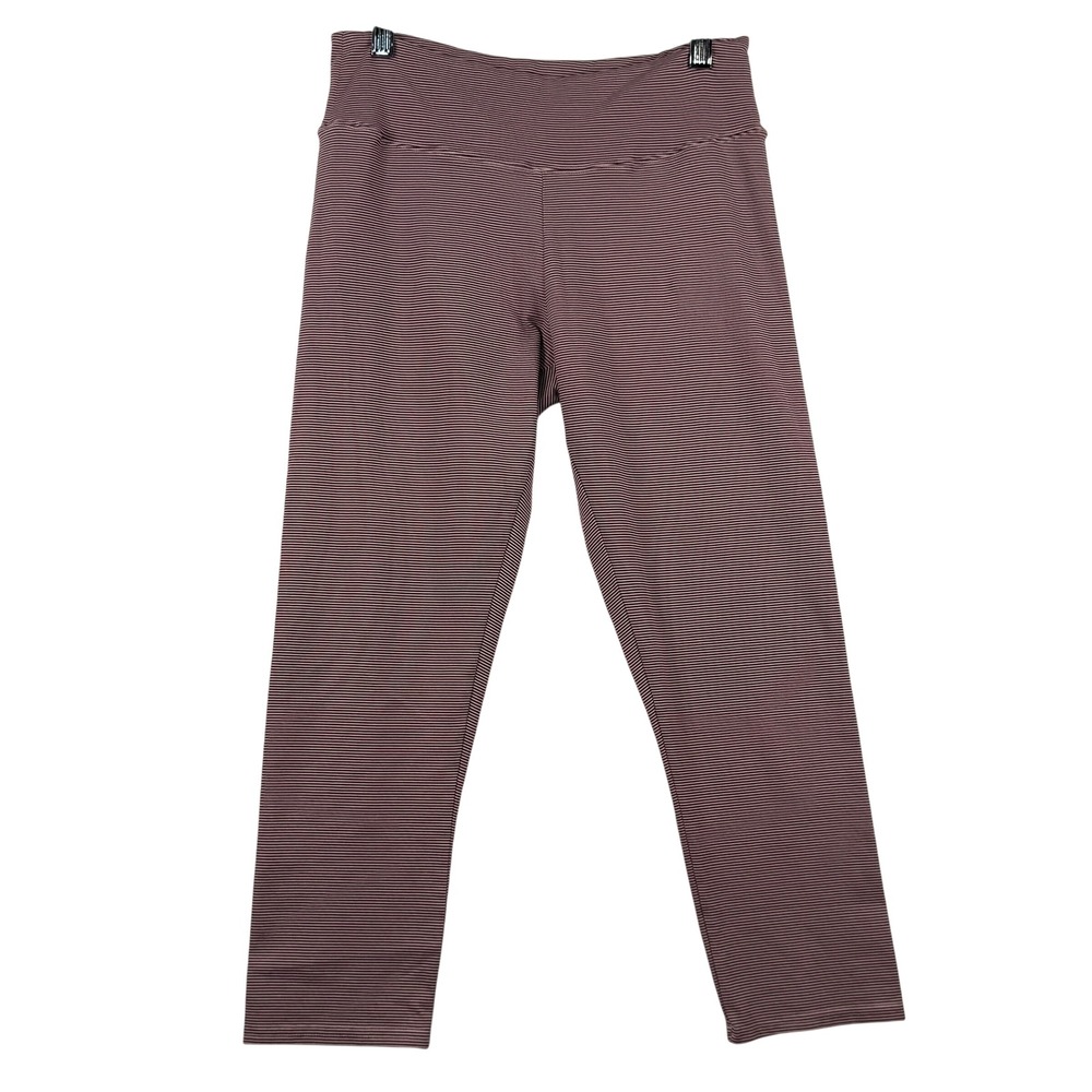 American Eagle L Leggings Burgundy Striped Retro Capri Mid Rise‎ Twee Y2K Indie